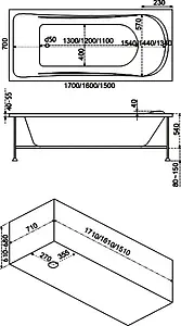 Ванна акриловая Bas Стайл 160x70 В00034 Ванна акриловая Bas Стайл 160x70 В00034, 4