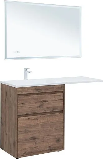 Тумба-умывальник напольная Aquanet Токио 130 R дуб веллингтон 00333652+00235502