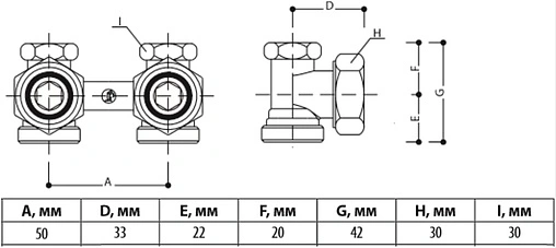 Узел нижнего подключения радиатора угловой ¾"ек x ¾"ек Gekon GK 7421