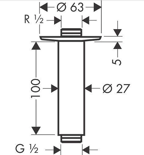 Держатель верхнего душа на потолок Hansgrohe Raindance 100 белый матовый 27479700