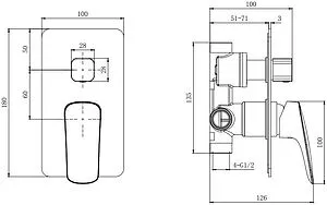 Смеситель для ванны скрытого монтажа Aquatek Вега чёрный матовый AQ1046MB Смеситель для ванны скрытого монтажа Aquatek Вега чёрный матовый AQ1046MB, 2