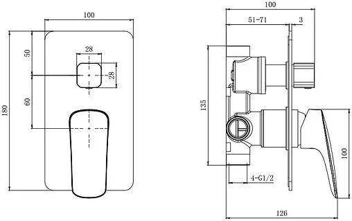 Смеситель для ванны скрытого монтажа Aquatek Вега чёрный матовый AQ1046MB