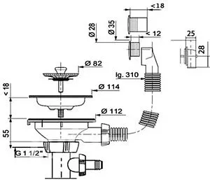 Выпуск с корзиной для мойки с универсальным переливом Wirquin хром 30987086 Выпуск с корзиной для мойки с универсальным переливом Wirquin хром 30987086, 2