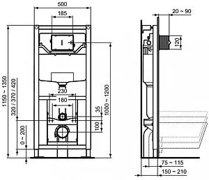 Инсталляция для подвесного унитаза Ideal Standard Prosys 120 M 3H R009567 Инсталляция для подвесного унитаза Ideal Standard Prosys 120 M 3H R009567, 2