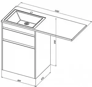 Тумба-умывальник напольная над стиральной машиной Aquanet Токио 120 L белый 00239290+00235499, 2
