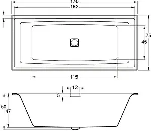 Ванна акриловая Riho STILL SQUARE ELITE 170x75 R B100030005, 2