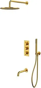 Душевая система с термостатом для ванны WHITECROSS Y brushed gold золото брашированное YSET11GLB Душевая система с термостатом для ванны WHITECROSS Y brushed gold золото брашированное YSET11GLB, 1