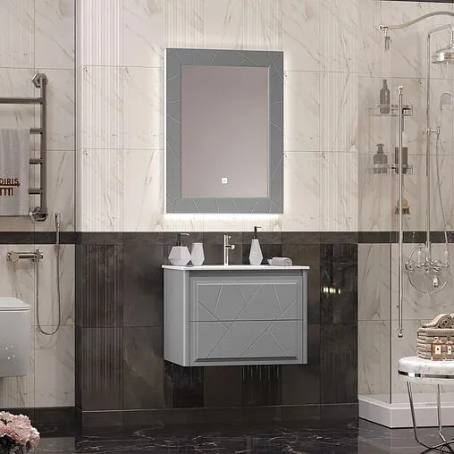 Зеркало с подсветкой Opadiris Луиджи 70 серый матовый 00-00000542