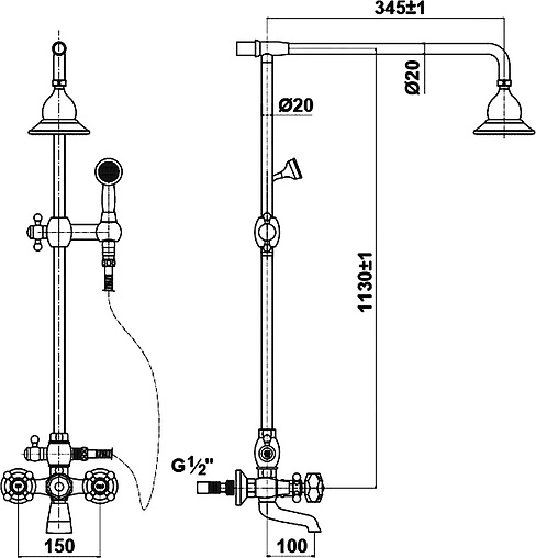 Душевая система со смесителем для ванны Timo Nelson венге SX-90 orb