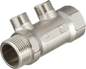 Коллектор распределительный проходной 2 отвода 1"в/н x ½"к Valtec VTc.500.N.0602 Коллектор распределительный проходной 2 отвода 1"в/н x ½"к Valtec VTc.500.N.0602, 4