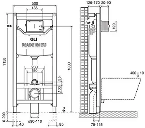 Инсталляция для подвесного унитаза OLI 120 OLIPure 152972 Инсталляция для подвесного унитаза OLI 120 OLIPure 152972, 2