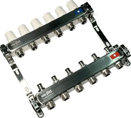 Группа коллекторная без расходомеров 6 отводов 1&quot;в/в x ¾&quot;ек Uni-fitt OPTIMAL 451B4306.RU