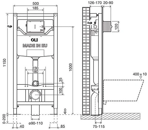Инсталляция для подвесного унитаза OLI 120 OLIPure 152972