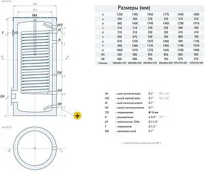 Бойлер косвенного нагрева с возможностью установки ТЭНа Rispa (115 кВт) RBFL 300, 2