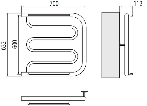 Полотенцесушитель водяной Terminus Фокстрот 1&quot; БШ 600х700 полированная сталь 4620768881473