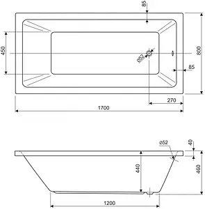 Ванна акриловая Cezares Plane Solo 170x80, 2
