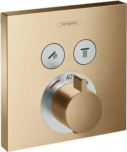 Термостат для 2 потребителей Hansgrohe ShowerSelect шлифованная бронза 15763140