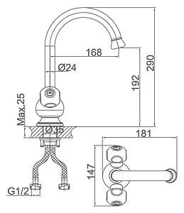 Смеситель для кухни D&K Kassel Hessen хром DA1422401, 2