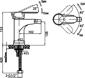 Смеситель для биде Cezares Laconico хром LACONICO-C-BS-01-W0 Смеситель для биде Cezares Laconico хром LACONICO-C-BS-01-W0, 2