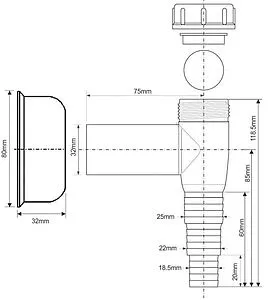 Сифон для бытовой техники наружный Mc Alpine белый WMV-32WH, 2