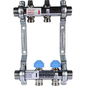 Группа коллекторная без расходомеров 2 отвода 1&quot;н/н x ¾&quot;ек Rehau HKV 12180211001, 2