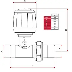 Вентиль регулирующий прямой ½&quot;к x ½&quot;н Itap 2950012, 2