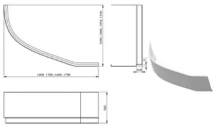 Панель для ванны фронтальная правая C-bath Atlant 140x100x56 R белый CBAP0101R, 2