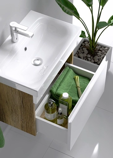 Тумба под умывальник подвесная Aqwella Smart 60 белый/дуб балтийский SRT0106DB