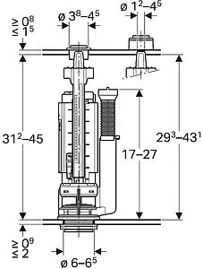 Механизм сливной для бачка двухрежимный Geberit Impuls 290 282.300.21.2, 2