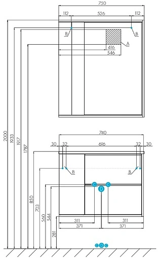 Шкаф-зеркало Aquaton Бостон 75 L дуб эврика/белый 1A240302BN010