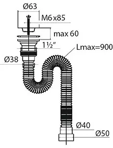 Сифон гофрированный для раковины VIRPlast Мини Элит белый 30986352 Сифон гофрированный для раковины VIRPlast Мини Элит белый 30986352, 2