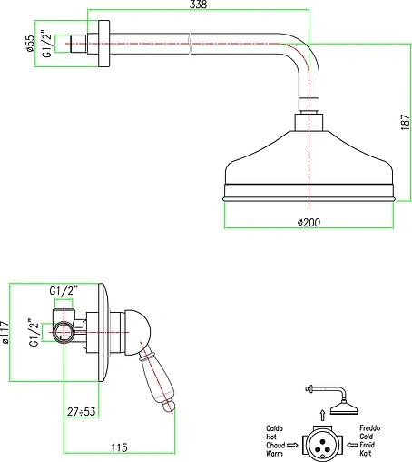 Душевая система со смесителем для душа Fiore Imperial хром 83CR5136
