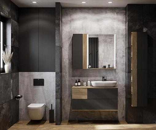 Тумба под умывальник подвесная Aquaton Терра 105 дуб кантри/антрацит 1A246901TEKA0