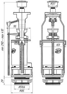 Механизм сливной для бачка однорежимный Ани Пласт WC7010C, 2