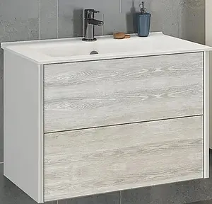 Тумба-умывальник подвесная Comforty Женева 75 дуб белый/белый 00004137097CF, 1