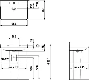 Раковина Laufen Pro S 65 белый 8.1096.4.000.104.1, 2