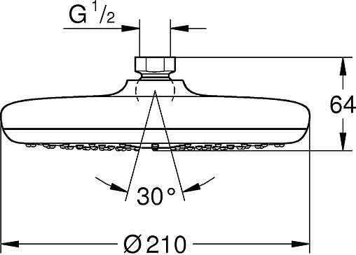 Лейка верхнего душа Grohe Tempesta 210 хром 26409000