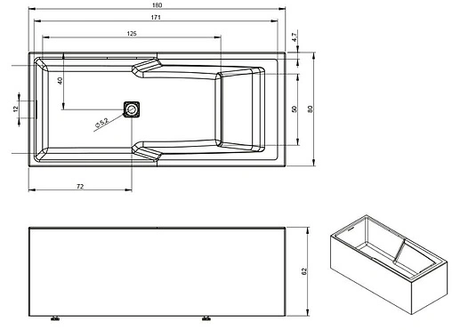 Ванна акриловая Riho STILL SHOWER ELITTE 180x80 R B103009005