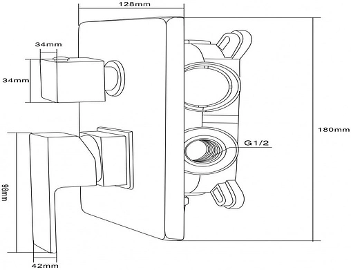 Смеситель для ванны скрытого монтажа Swedbe Platta хром 5519