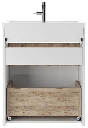 Тумба-умывальник подвесная Домино Fortuna 60 белый/дуб вотан DF3103T+4640021060773