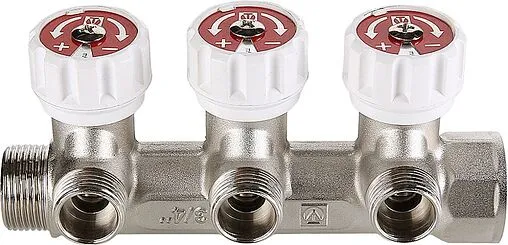 Коллектор регулирующий проходной 3 отвода ¾&quot;в/н x ½&quot;к Valtec VTc.570.N.0503