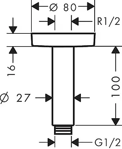 Держатель верхнего душа на потолок Hansgrohe S 100 хром 27393000 Держатель верхнего душа на потолок Hansgrohe S 100 хром 27393000, 2