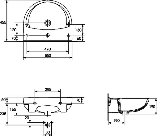 Раковина Cersanit President P 55 белый S-UM-P55-1-w
