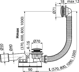 Слив-перелив для ванны AlcaPlast хром A507CKM Слив-перелив для ванны AlcaPlast хром A507CKM, 2