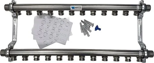 Группа коллекторная распределительная 12 отводов 1&quot;н/н x ¾&quot;ек Watts HLV2000 VA 10080784