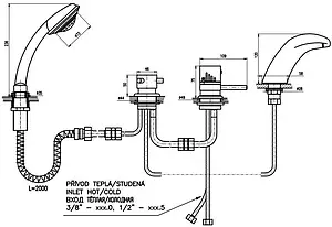 Смеситель на борт ванны на 4 отверстия Rav Slezak Dunaj хром DT271.5P, 2