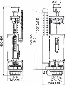 Комплект арматуры для бачка двухрежимный ½&quot; пластик нижний IDDIS Optima Home тип А 2482NARi35, 2