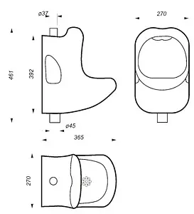 Писсуар с внешним подводом воды Sanita Luxe Love is Red красный PS/Kiss/Mech/RED.G/S1, 2
