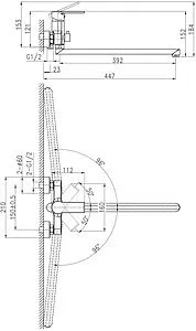 Смеситель для ванны с длинным изливом Cersanit Brasko Black чёрный матовый 64092, 2
