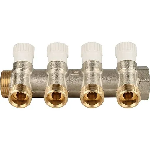 Коллектор регулирующий проходной 4 отвода 1"в/н x ¾"ек Stout SMB 6851 013404 Коллектор регулирующий проходной 4 отвода 1"в/н x ¾"ек Stout SMB 6851 013404